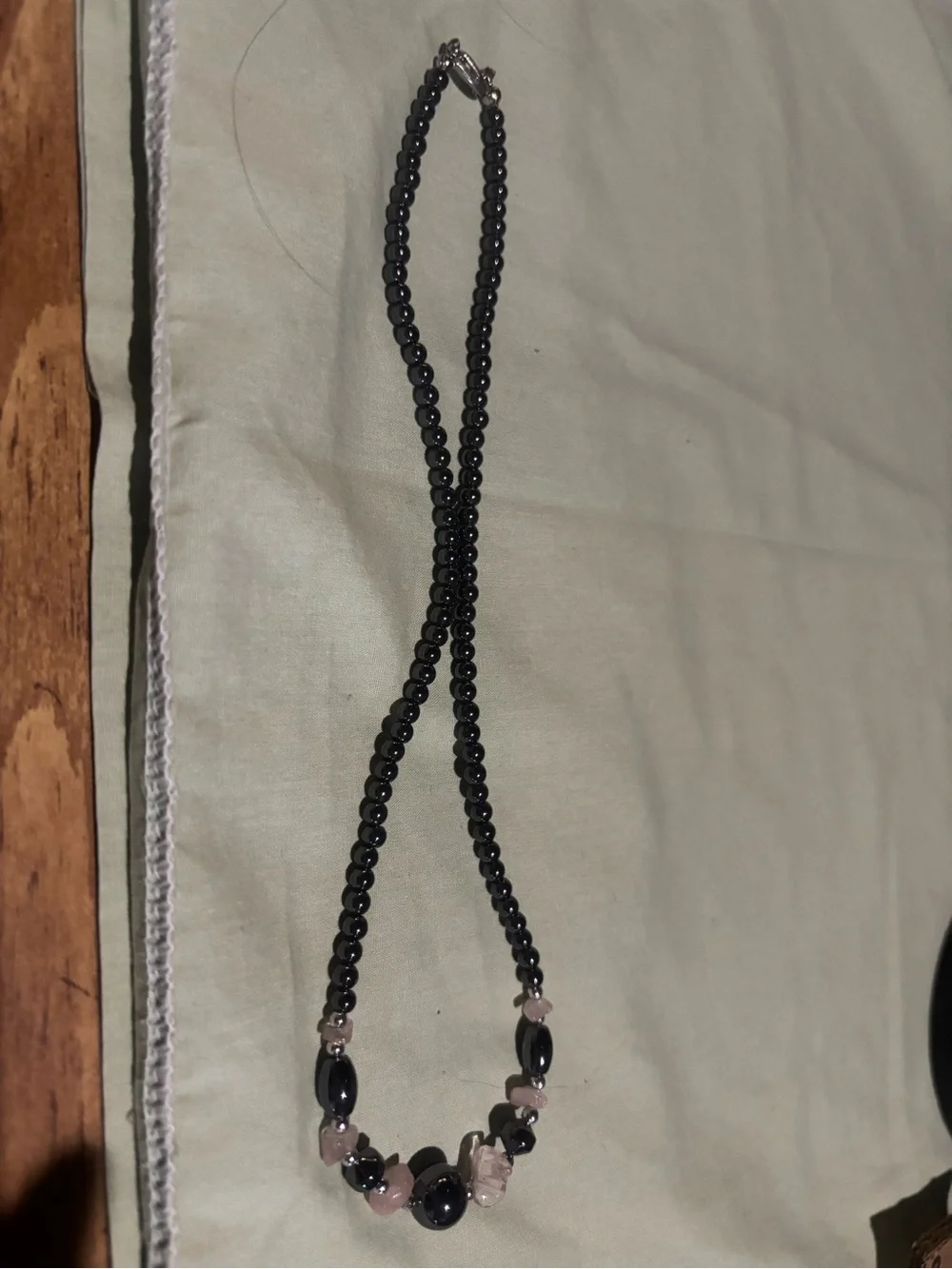 Elegant Hematite and Rose Quartz Beaded Necklace